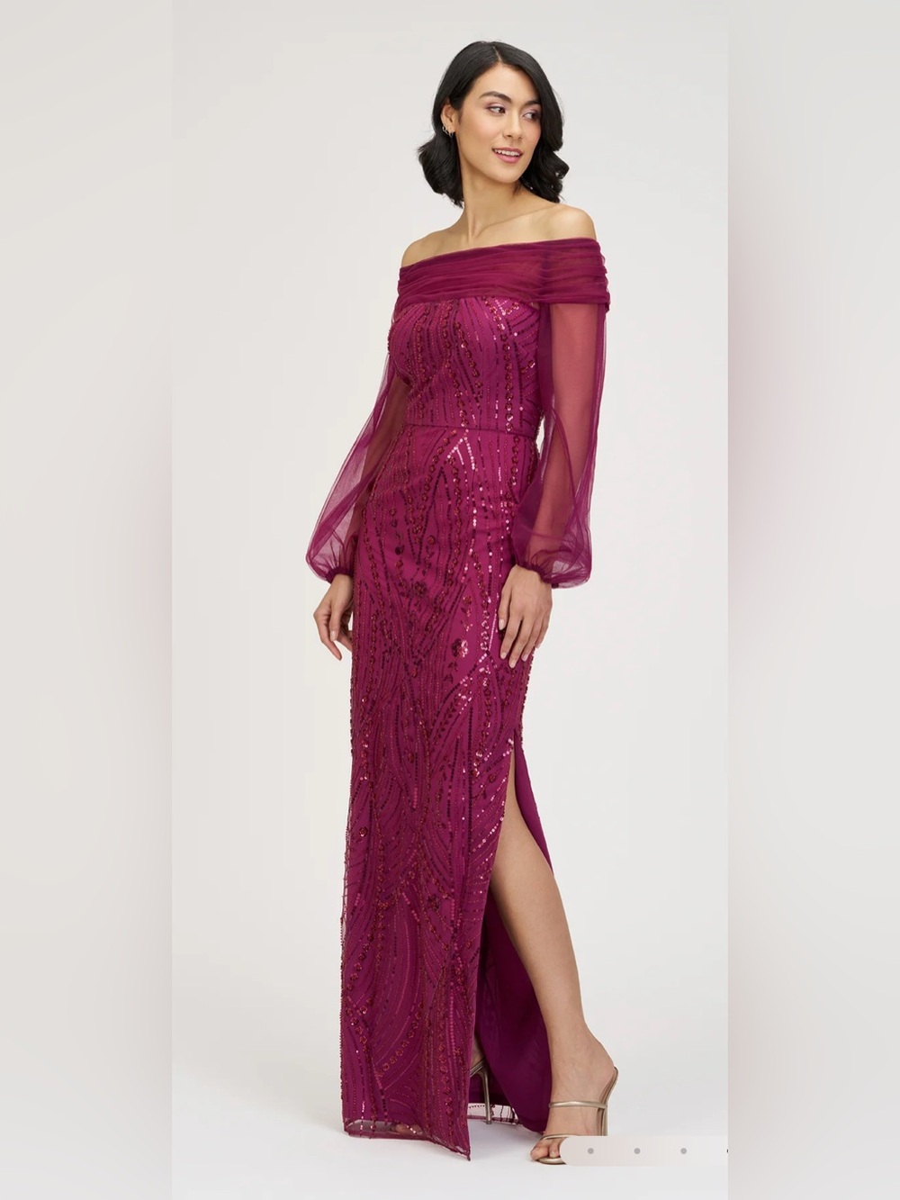 Savannah Column Gown COLOR Raspberry - Picture 3 of 5